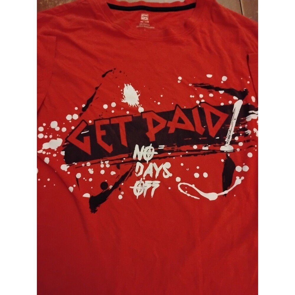 Red Ape Mens XL Red/Orange Graphic "Get Paid No Days Off" Short Sleeve T-Shirt